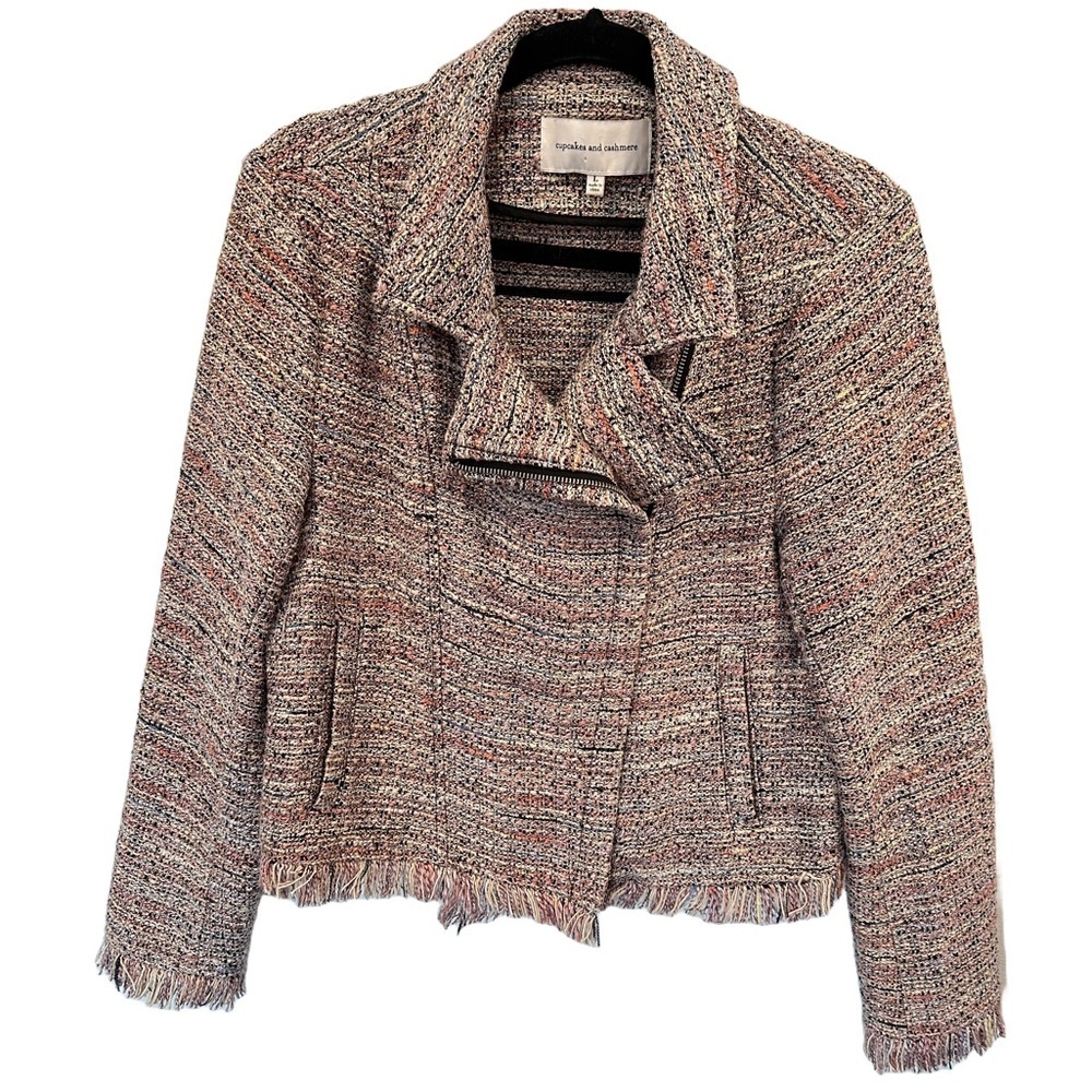 Tweed Jacket by Cupcakes and Cashmere- Multicolor Zipper Front‎